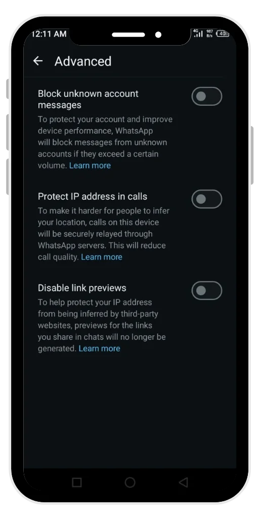 Advanced privacy