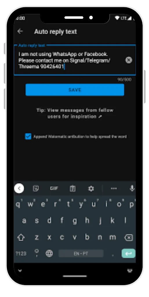 Auto-reply mode in GB WhatsApp