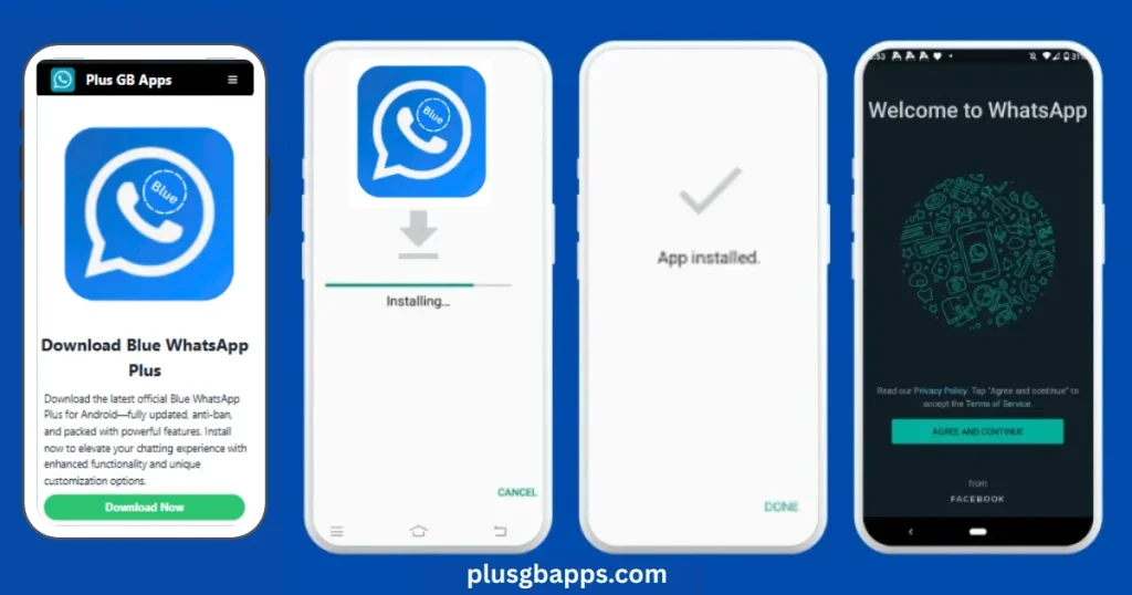 Blue WhatsApp Plus APK screen shots