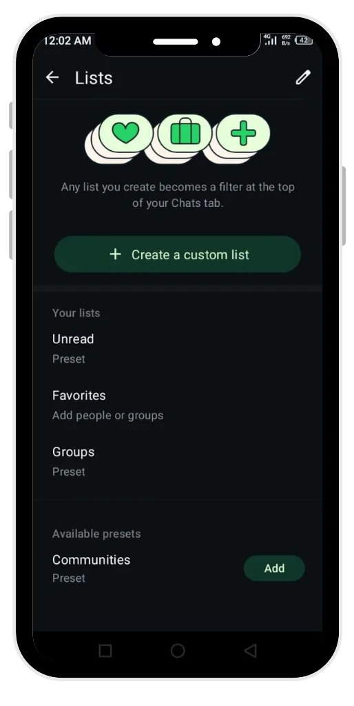 Create custom lists of contacts