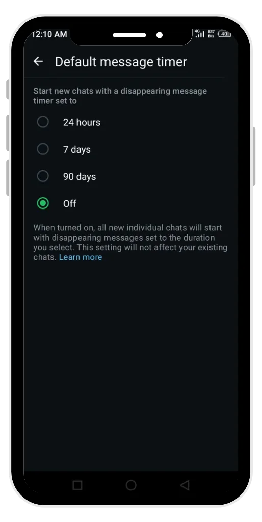 Default message timer