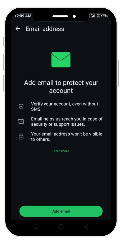 Email adrees to protect account