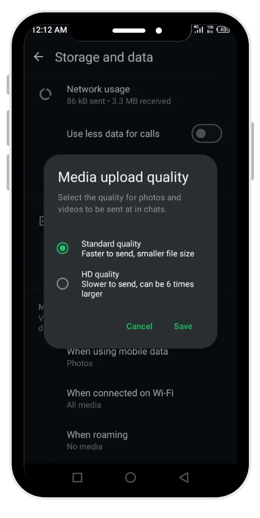 Increase media upload quality