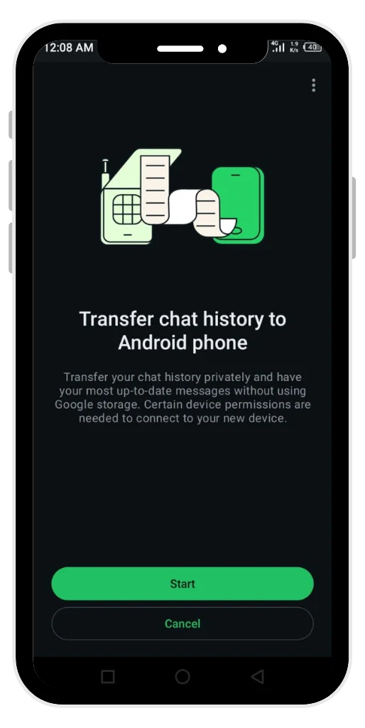 Transfer chat history to other phone